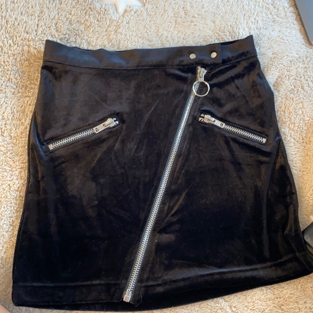 Black suede material mini skirt